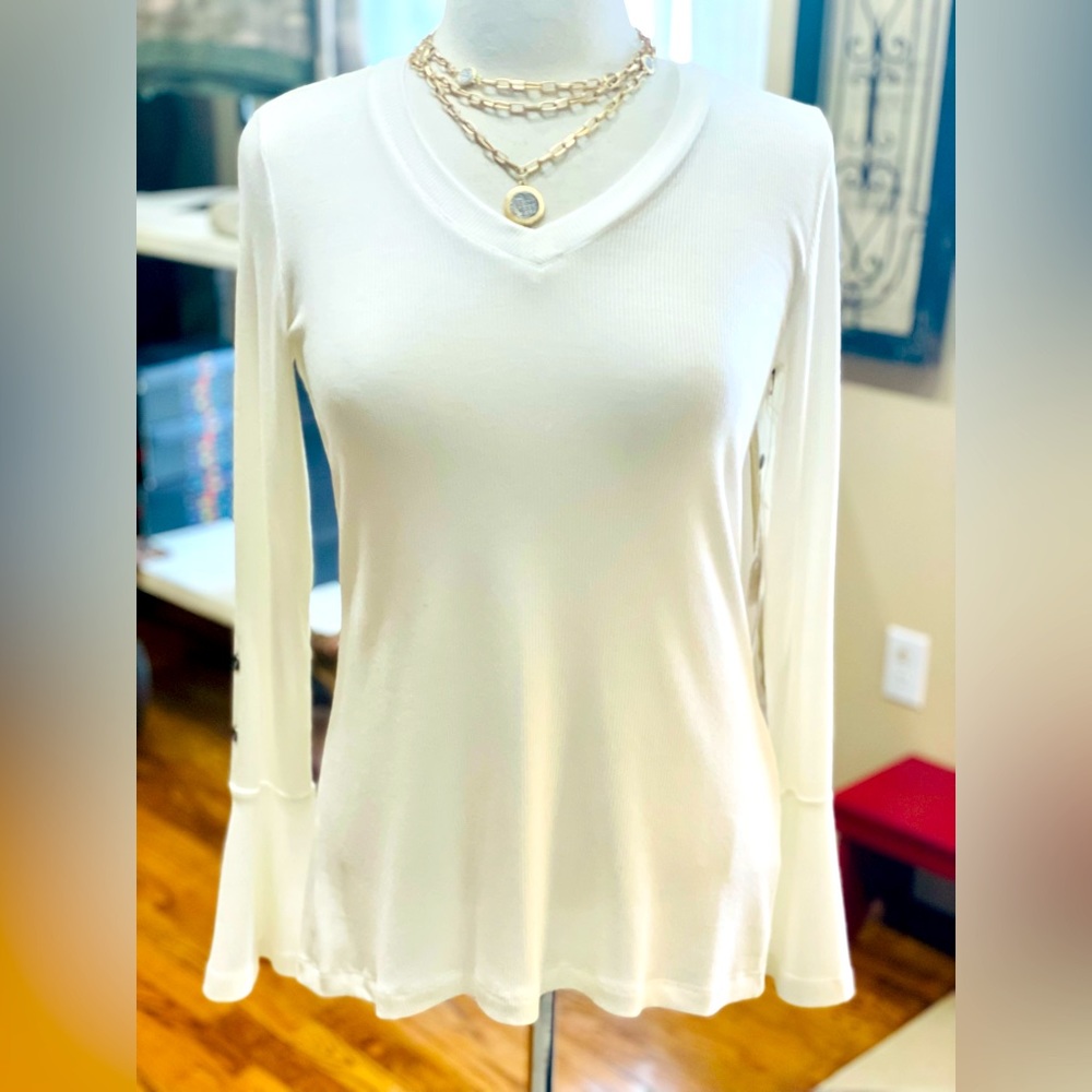 Bell Sleeve V-Neck Top